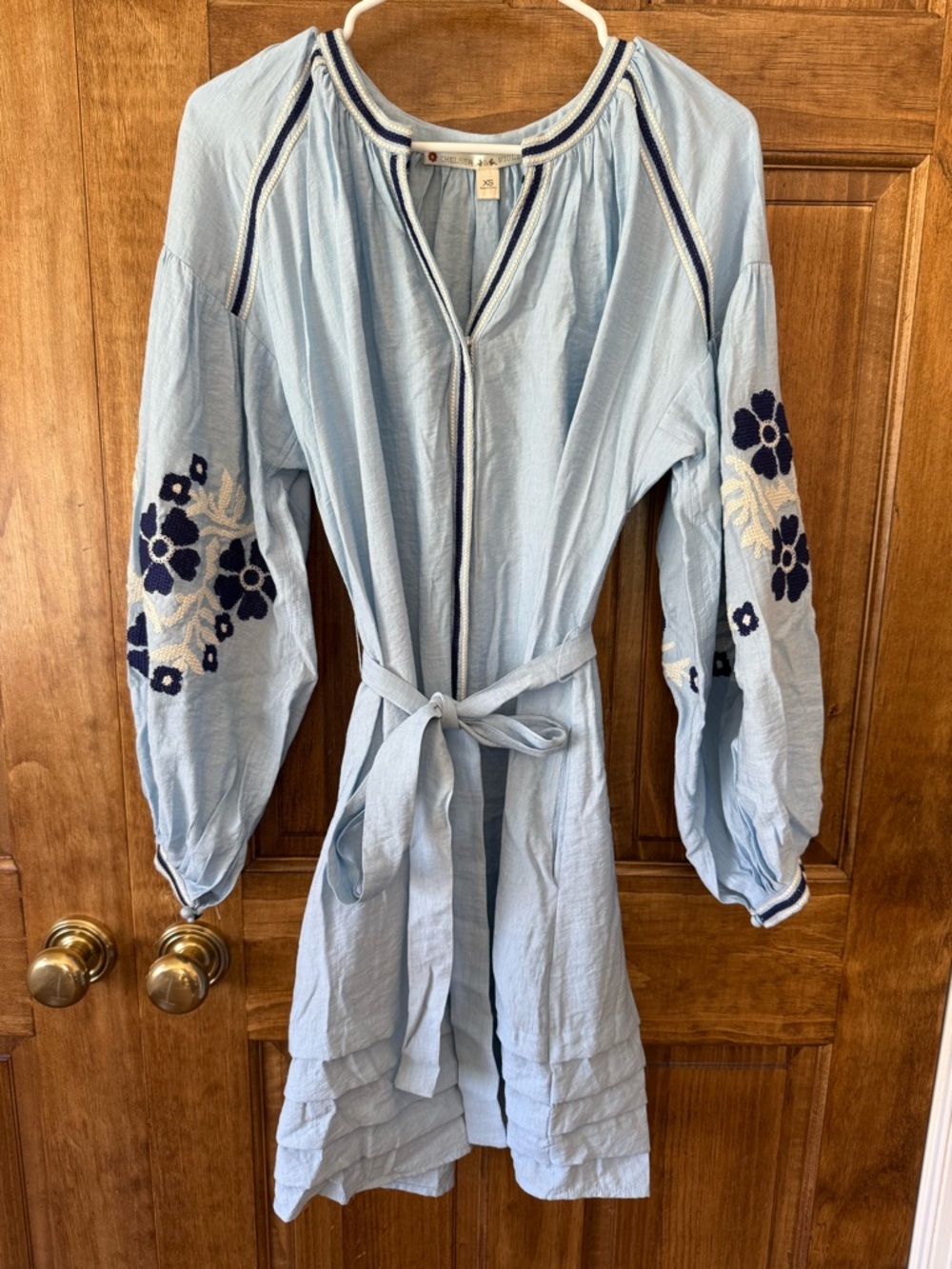 Chelsea & Violet Light Blue Dress with Embroidery